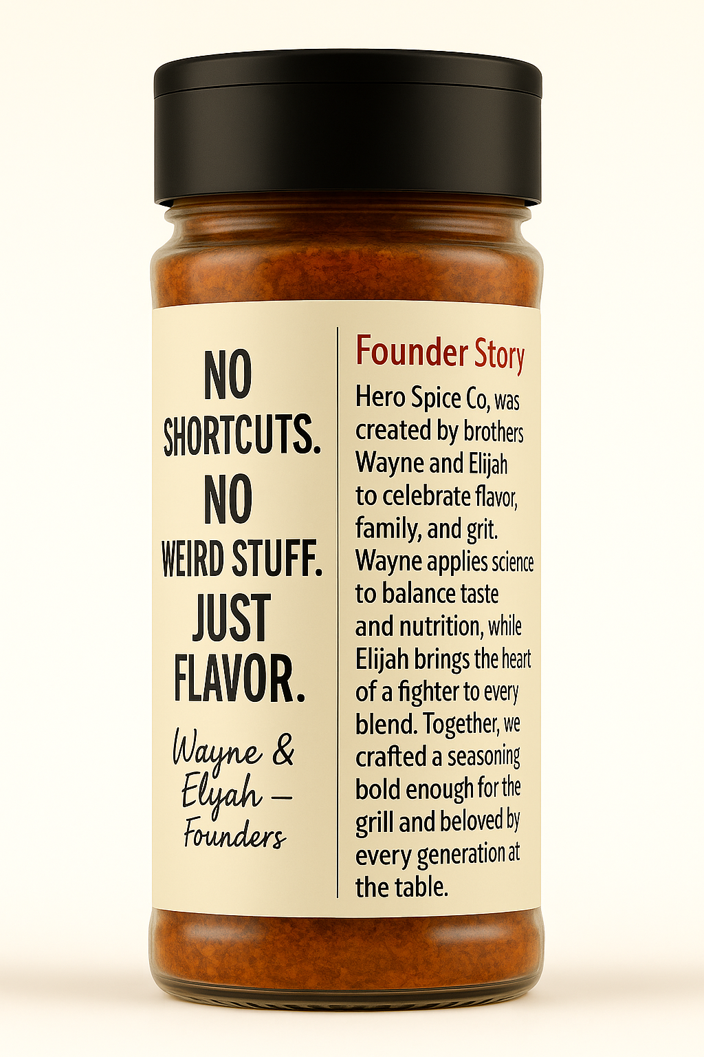 Hero Spices — side label